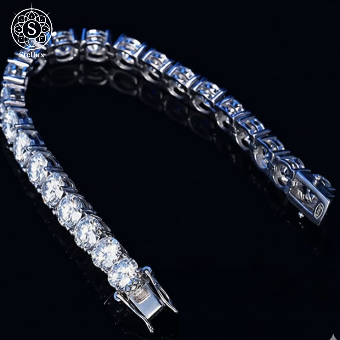 20ctの衝撃】極太6.5mmモアサナイト テニスチェーンブレスレット