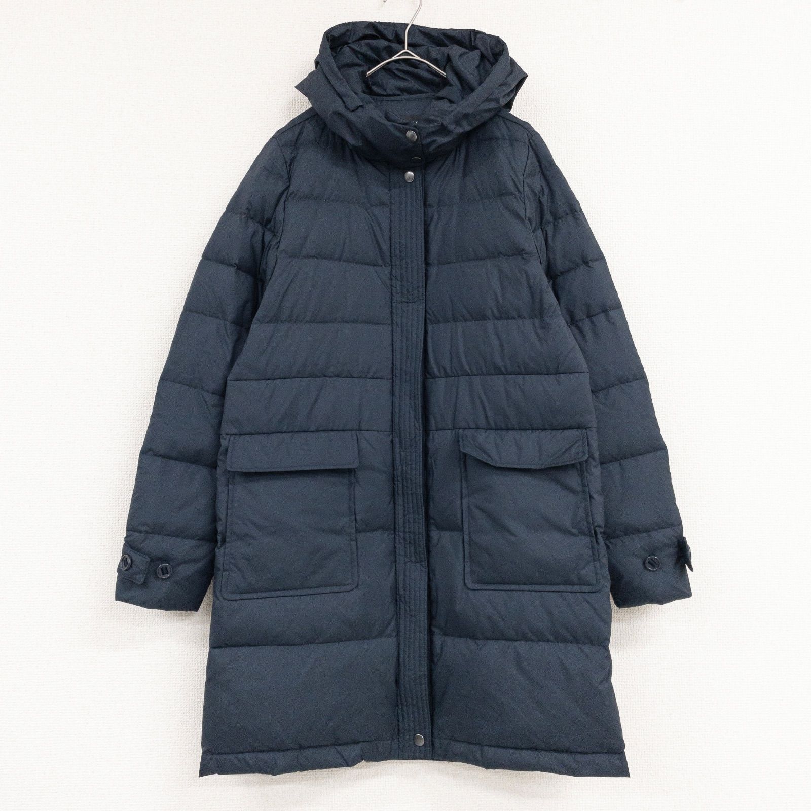 theory セオリー ダウンコート ロング フード ポリエステル ネイビー