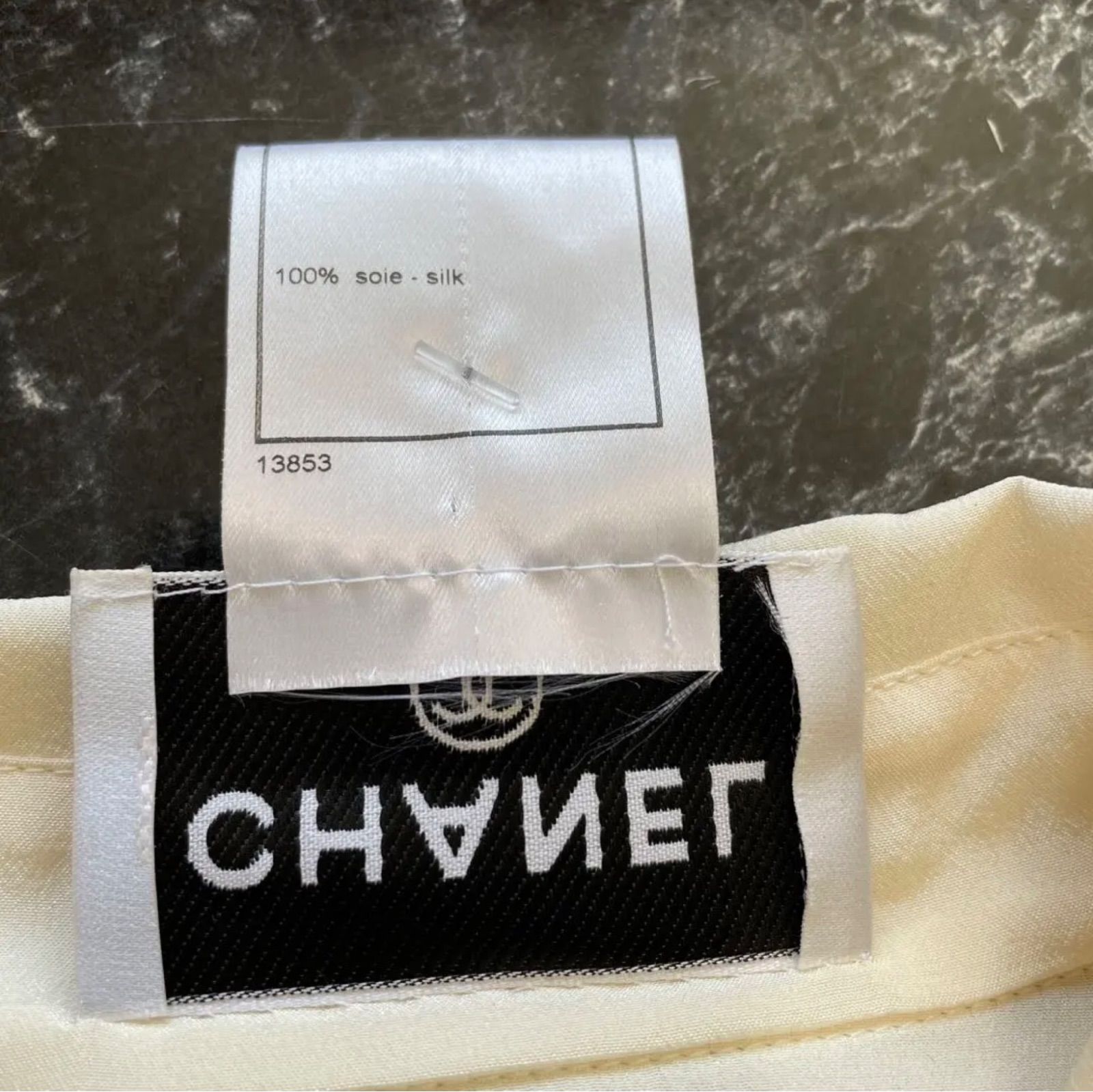 CHANEL シャネル シャツ ブラウス フェイクパールボタン シルク100