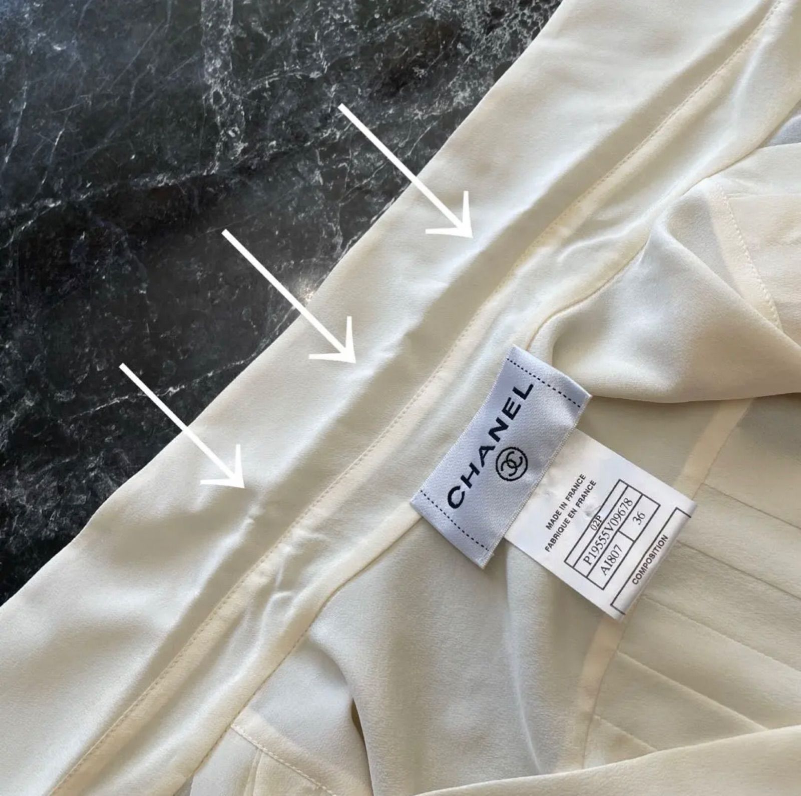 CHANEL シャネル シャツ ブラウス フェイクパールボタン シルク100