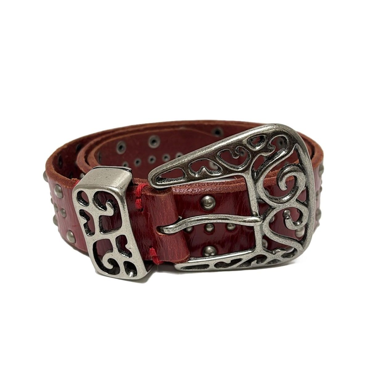 TORNADO MART(トルネードマート) ベルト L - レッド×シルバー スタッズ