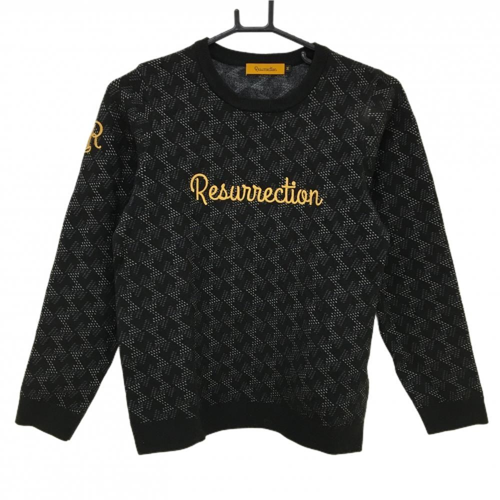 レザレクション セーター 黒×白 総柄 ニット レディース M ゴルフ