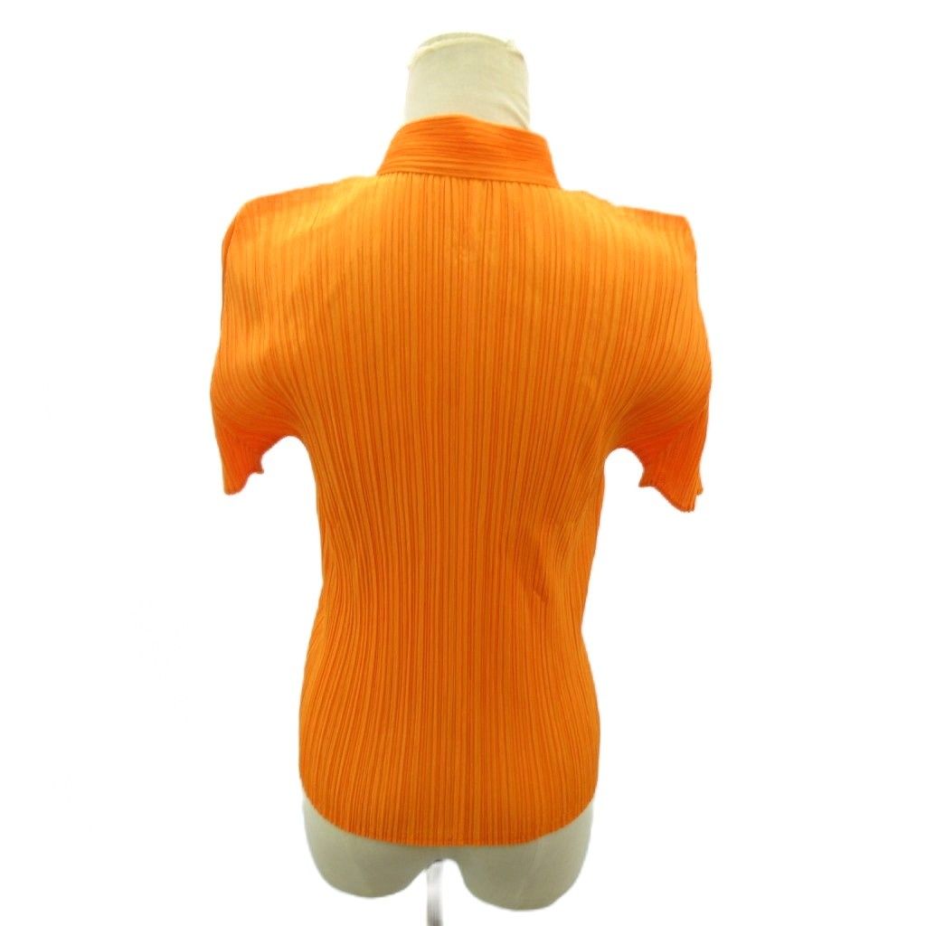 PLEATSPLEASE イッセイミヤケ ジップ式シャツ オレンジ 3 プリーツ