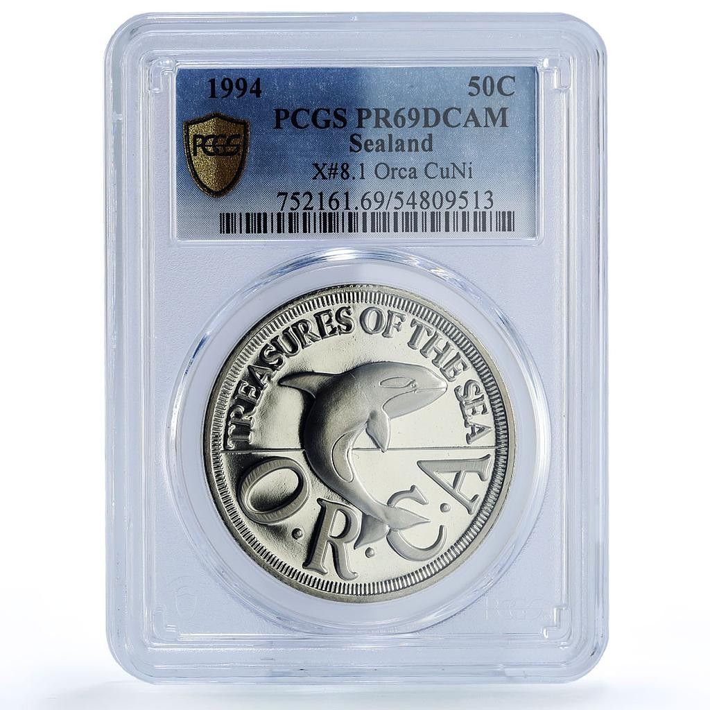 シーランド 50セント シャチ 海の宝物 ファンタジー X#8.1 PR69 PCGS