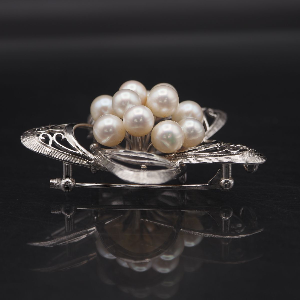 リ*ン様 本真珠 パールブローチ 帯留め SILVER950 アコヤ本真珠