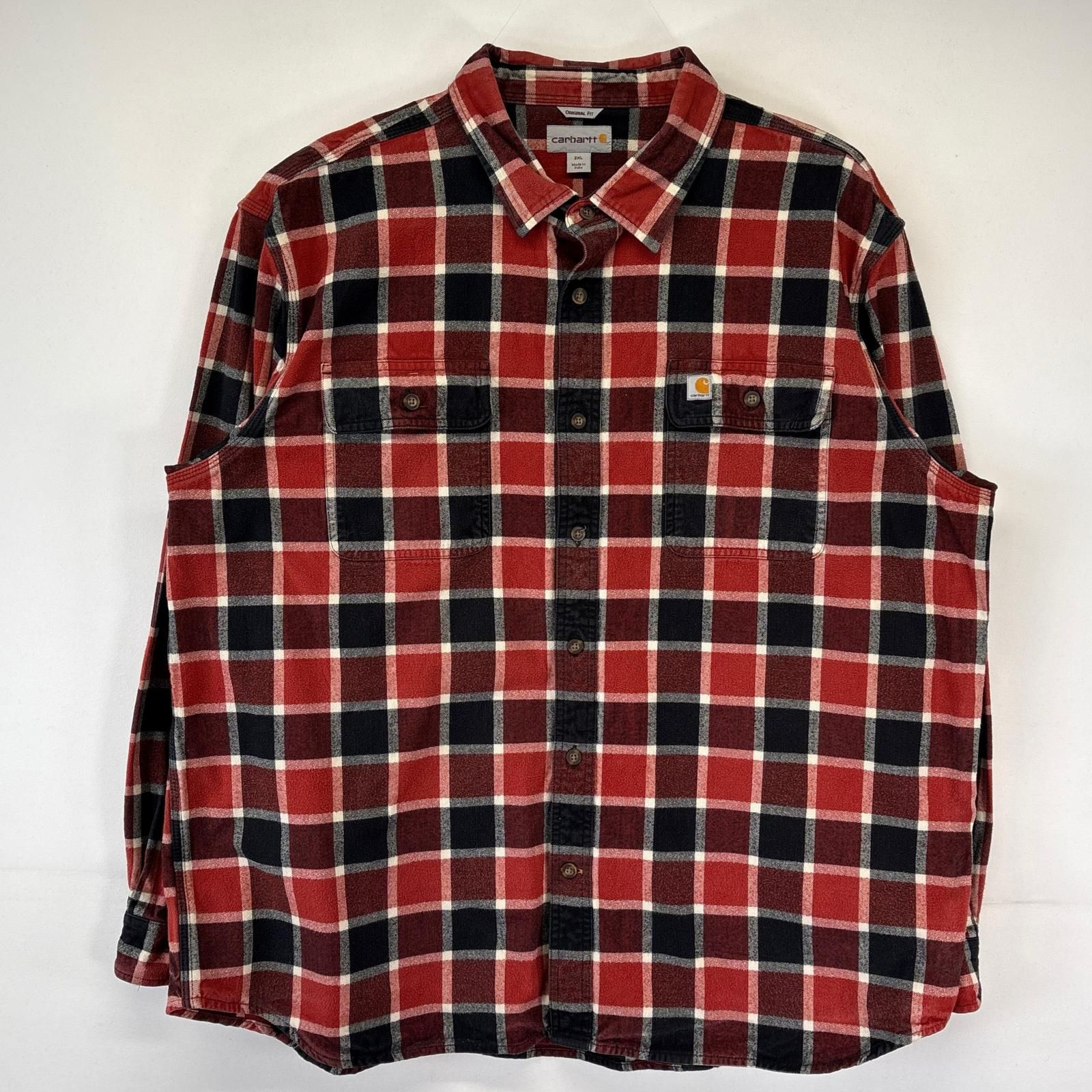 古着 カーハート Carhartt 長袖シャツ 大きいサイズ ヘビーネルシャツ