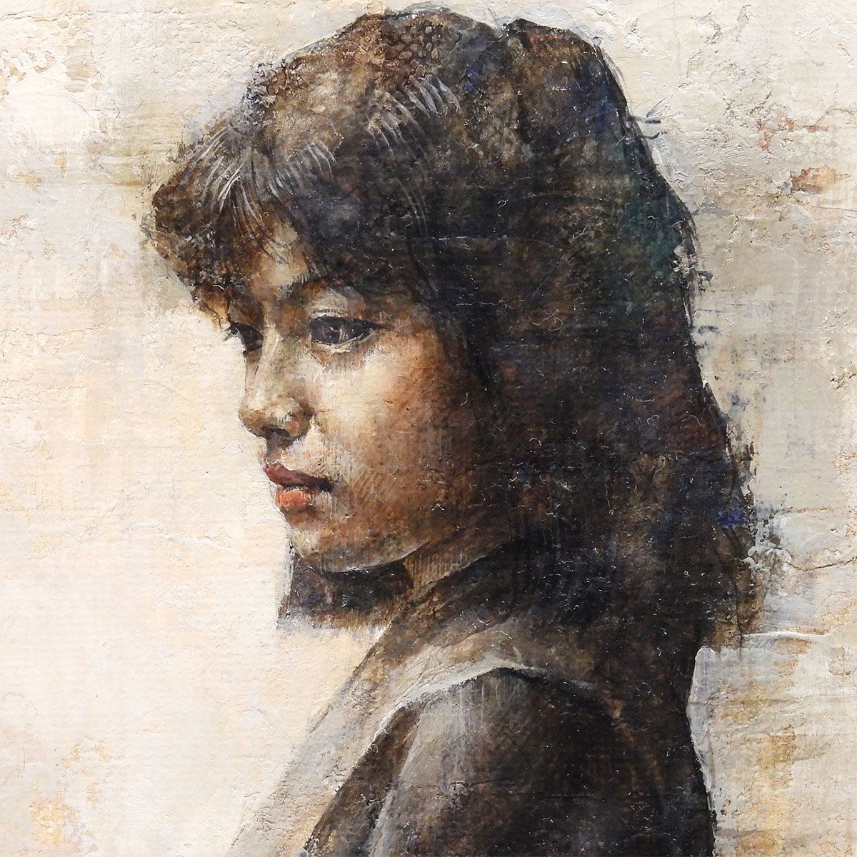 木原和敏 少女坐像 油彩4号 人物画 女性像 リアリズム 写実 白日会