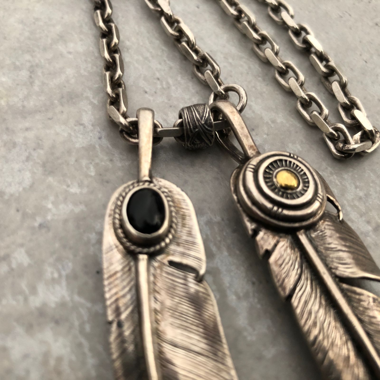 AG FACTORY フェザー 2枚 18K 金 SILVER 925 ネックレス アクセサリー