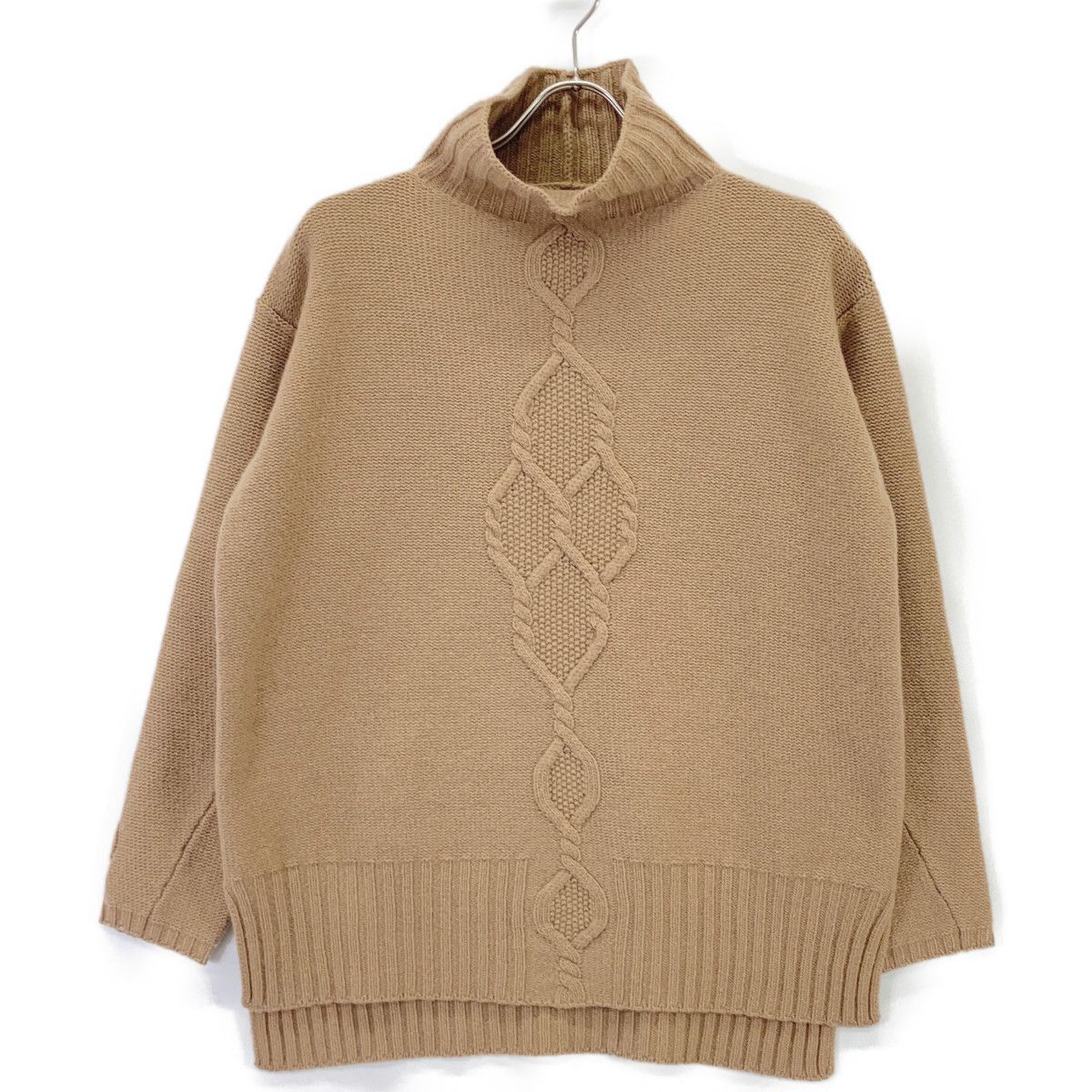 S MaxMara エスマックスマーラ 93660730500 ｳｰﾙ×ｶｼﾐﾔ ｹｰﾌﾞﾙ編み ﾊｲﾈｯｸ