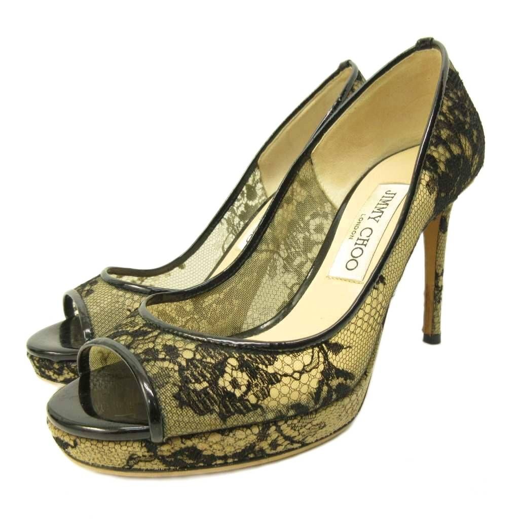 529【美品】JIMMY CHOOレースパンプス36 1/2（約23.5cm） ファイズ 100