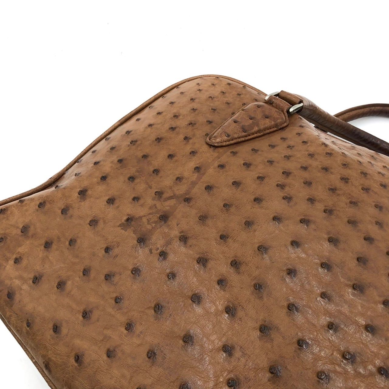 JRA認定 オーストリッチ ハンドバッグ エキゾチックレザー ブラウン 茶