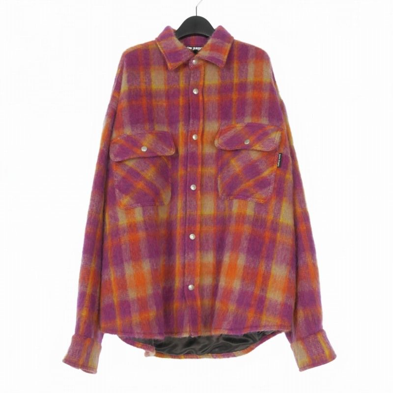 パームエンジェルス PALM ANGELS 23AW BRUSHED WOOL CHECK OVERSHIR