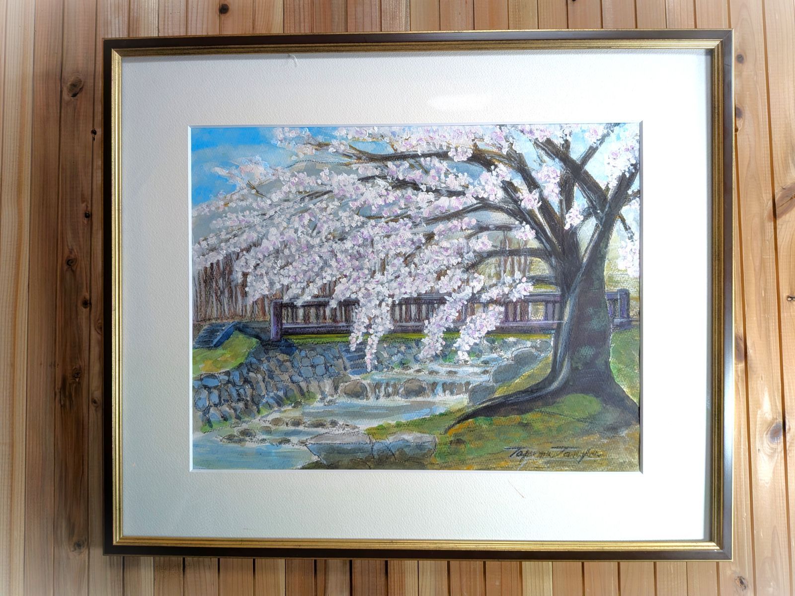 桜(マキノ高原) 桜の風景 水彩画 F6 原画 インテリアアート - メルカリ