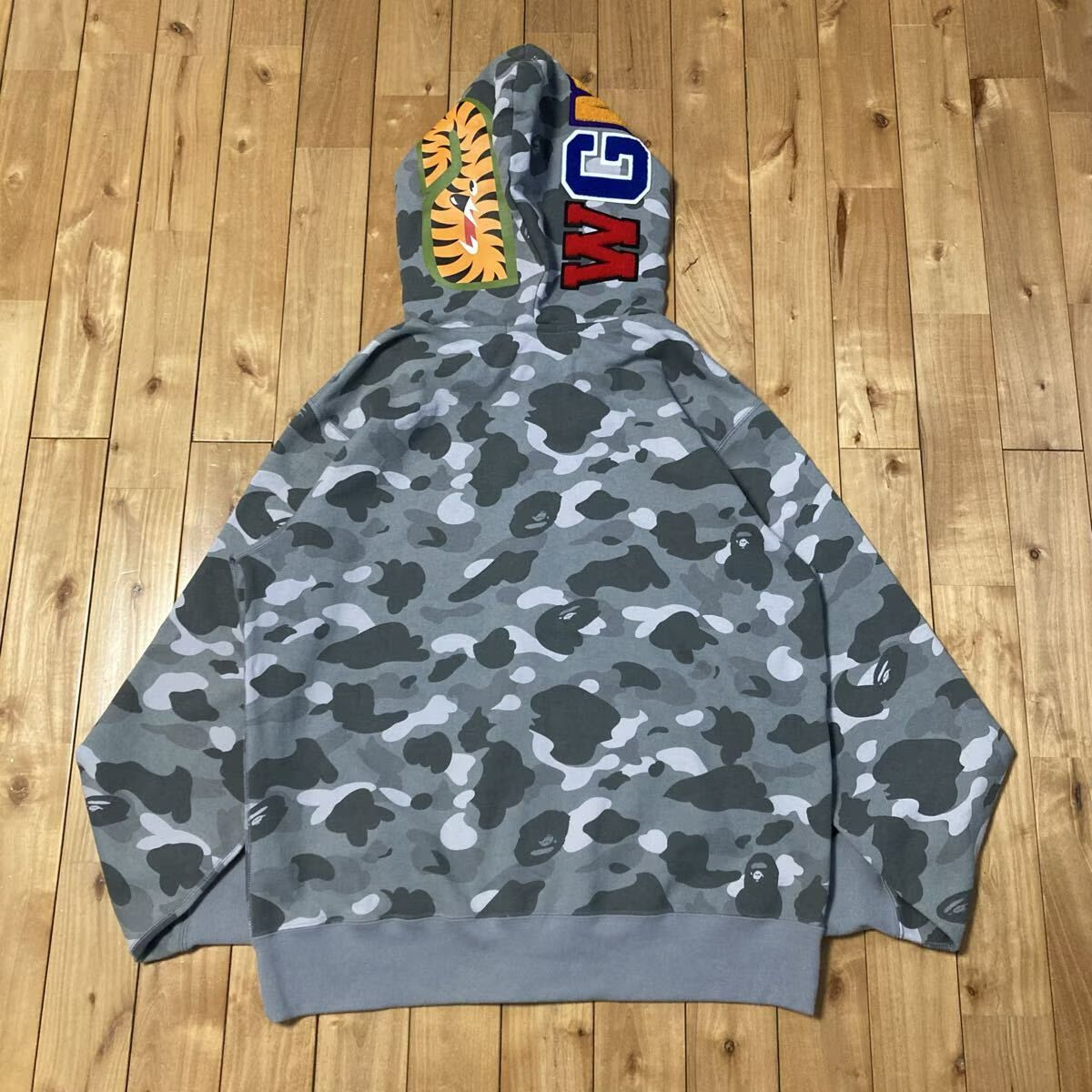 ☆2XL☆ Color Camo Gray ダブル シャーク パーカー Double shark full