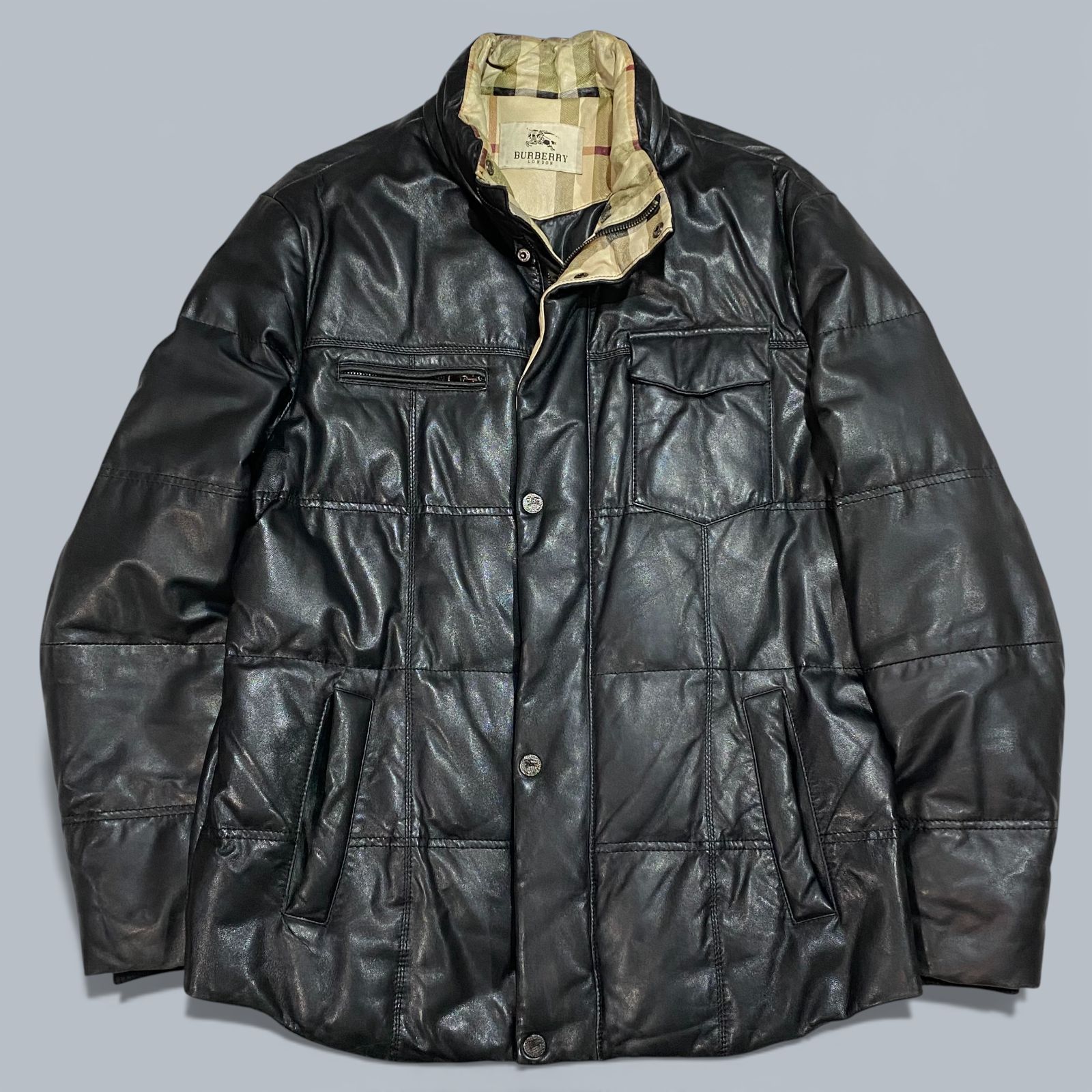 BURBERRY バーバリー ロンドン ノヴァチェック レザー 羊毛 ジャケット