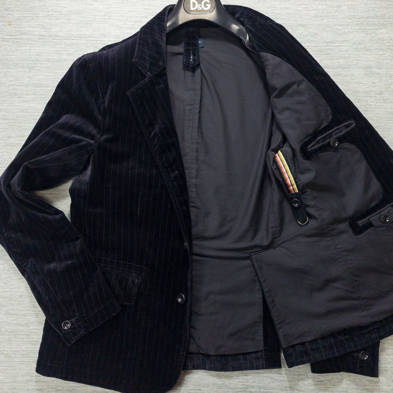 美品】ポールスミスジーンズ テーラードジャケット L ブラック ベロア