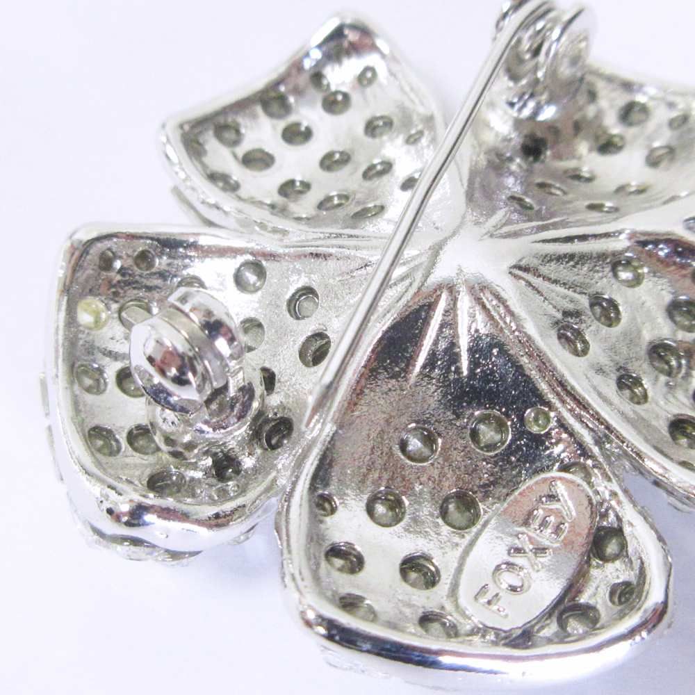 フォクシー FOXEY フラワーモチーフ ブローチ ラインストーン ビジュー