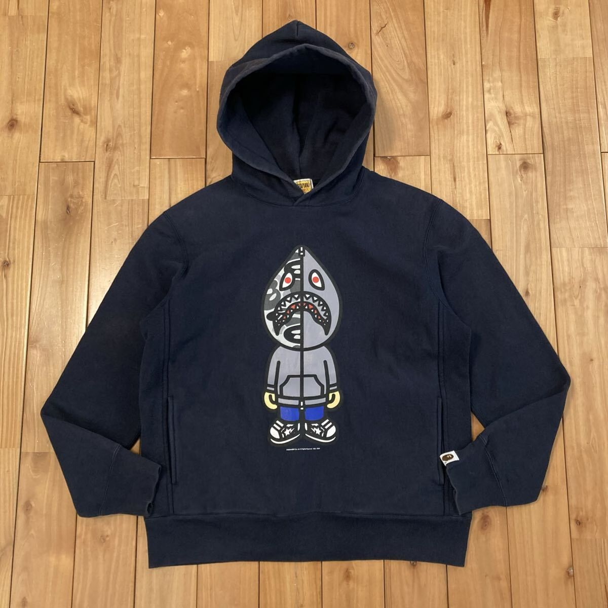 テリヤキ星人 プルオーバー パーカー Sサイズ Navy a bathing ape BAPE