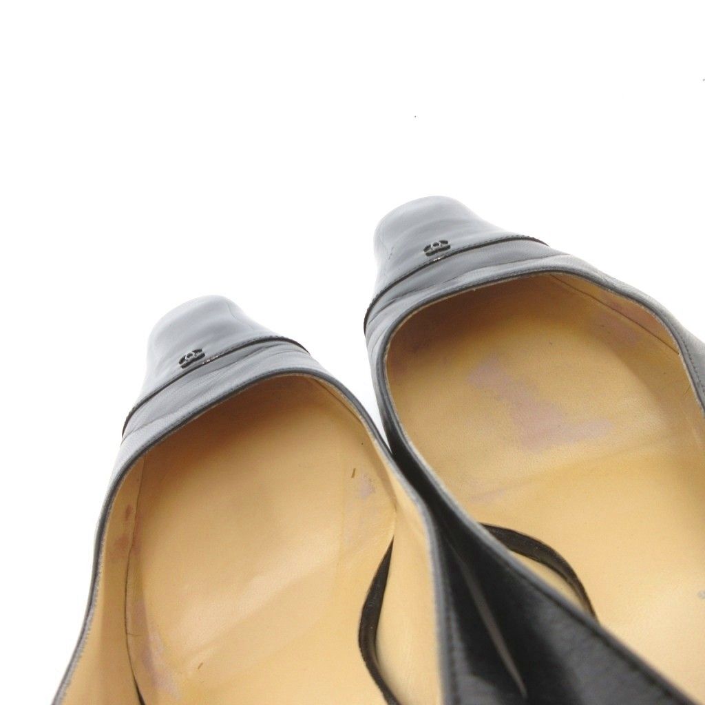 シャネル CHANEL パンプス ココマーク スクエアトゥ ストラップ レザー