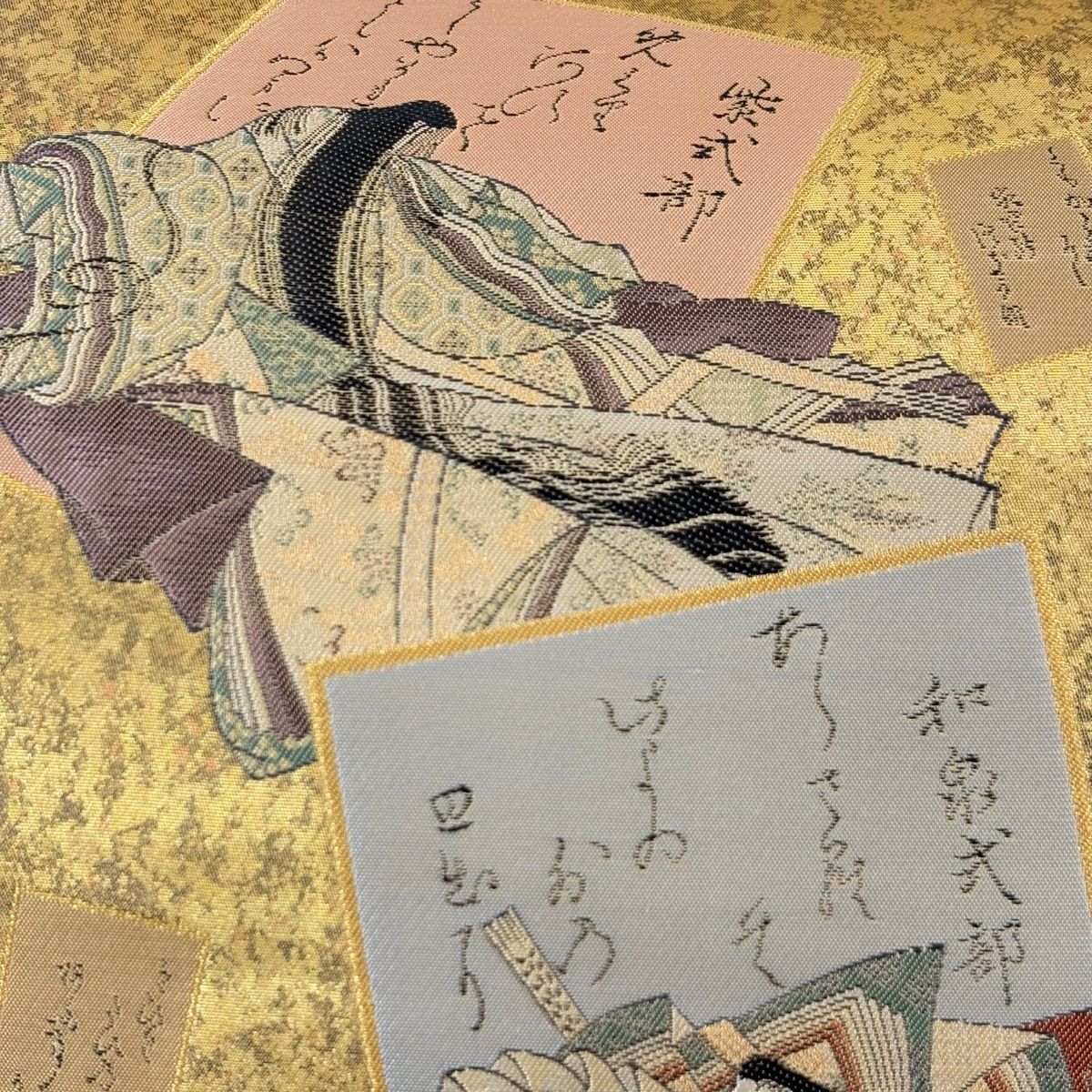袋帯 秀品 歌仙飾文 引箔 金糸 金色 お太鼓柄 正絹 【中古】 - メルカリ