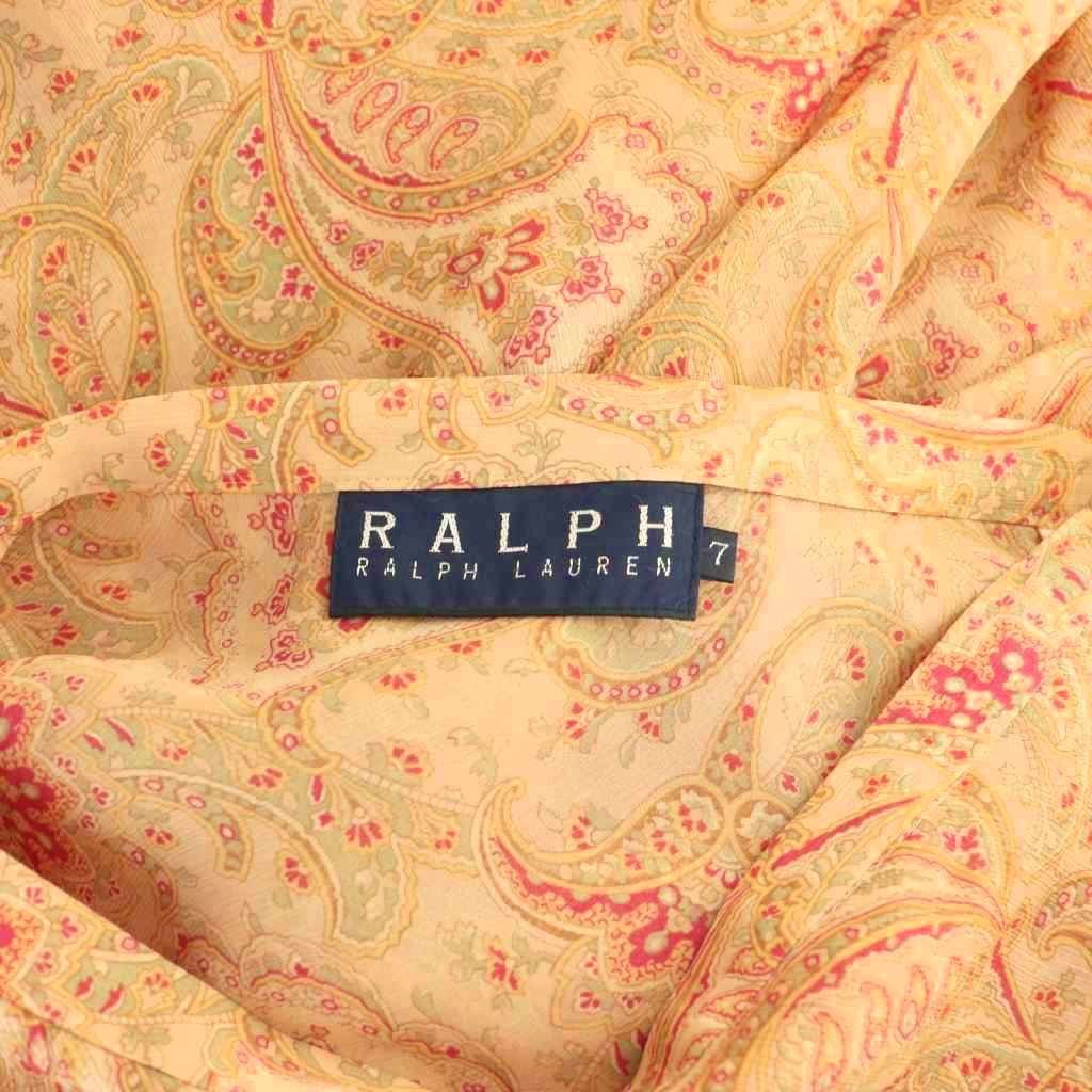ラルフローレン RALPH LAUREN ペイズリー柄 ロングスカート シルク混 S