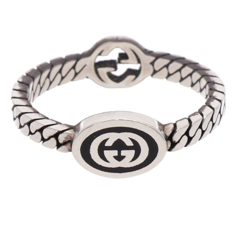 グッチ インターロッキングG チェーンシルバーリング メンズ 20号