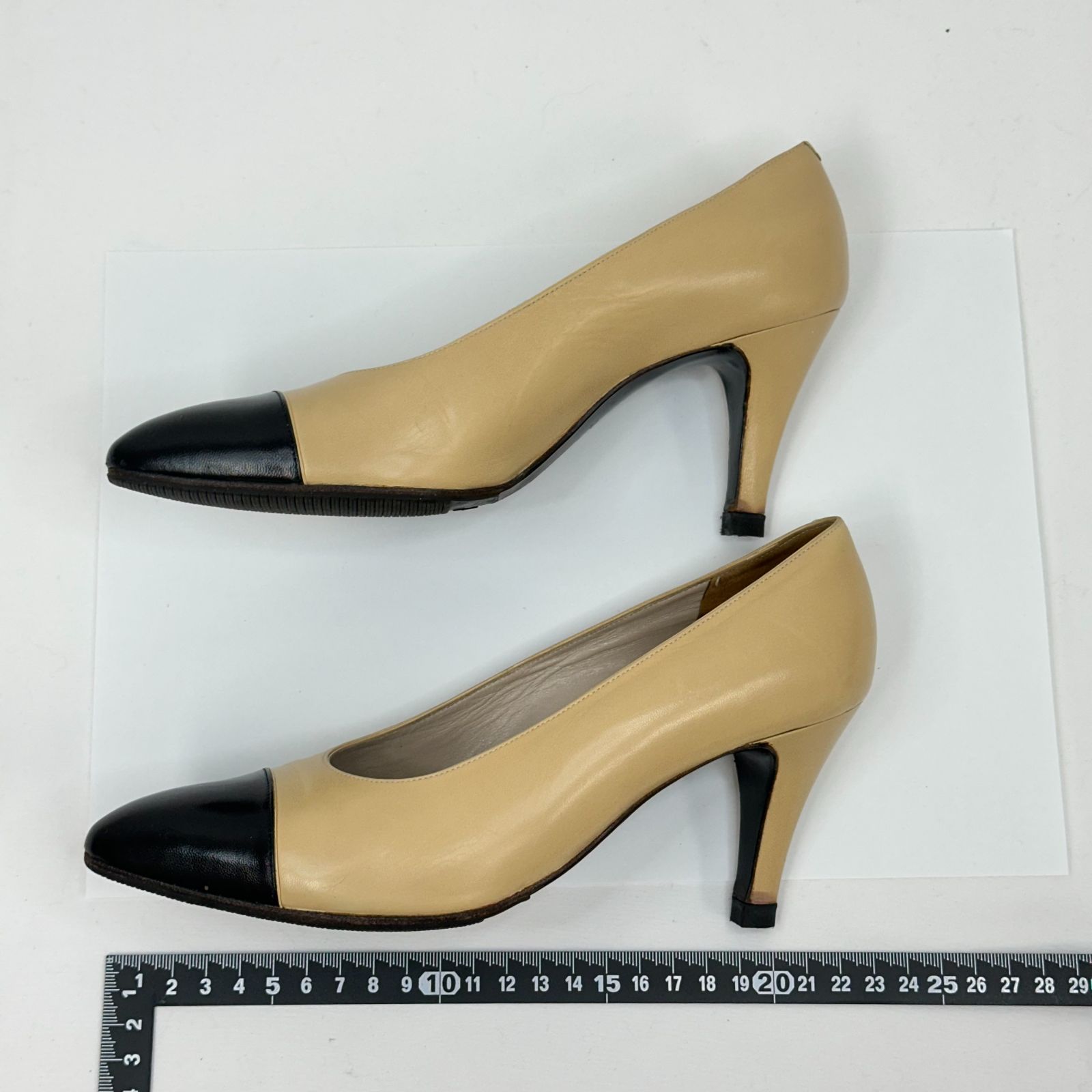 CHANEL シャネル パンプス ベージュ ブラック レザー サイズ22.5（35.5