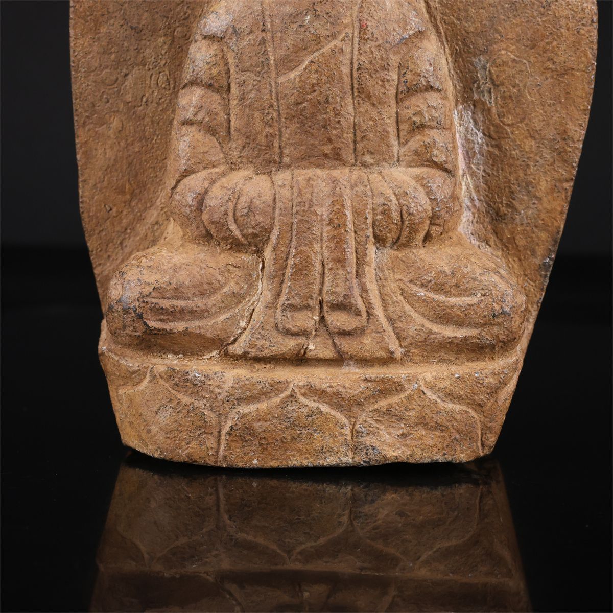 唐物 中国古代石佛 【石彫】 仏像 高20㎝ 重1099g／時代のかけあり