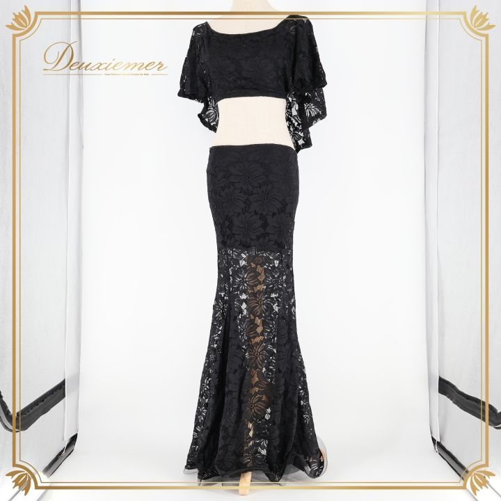 ベリーダンス 衣装 上下セット ブラック系 トップス スカート 黒