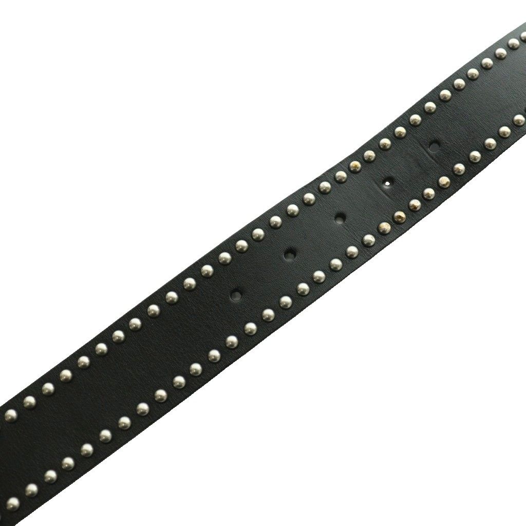 ビームス BEAMS レザースタッズベルト M 黒 ブラック シルバーカラー