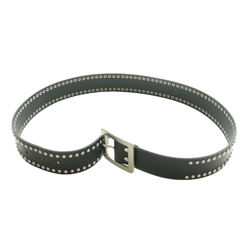ビームス BEAMS レザースタッズベルト M 黒 ブラック シルバーカラー