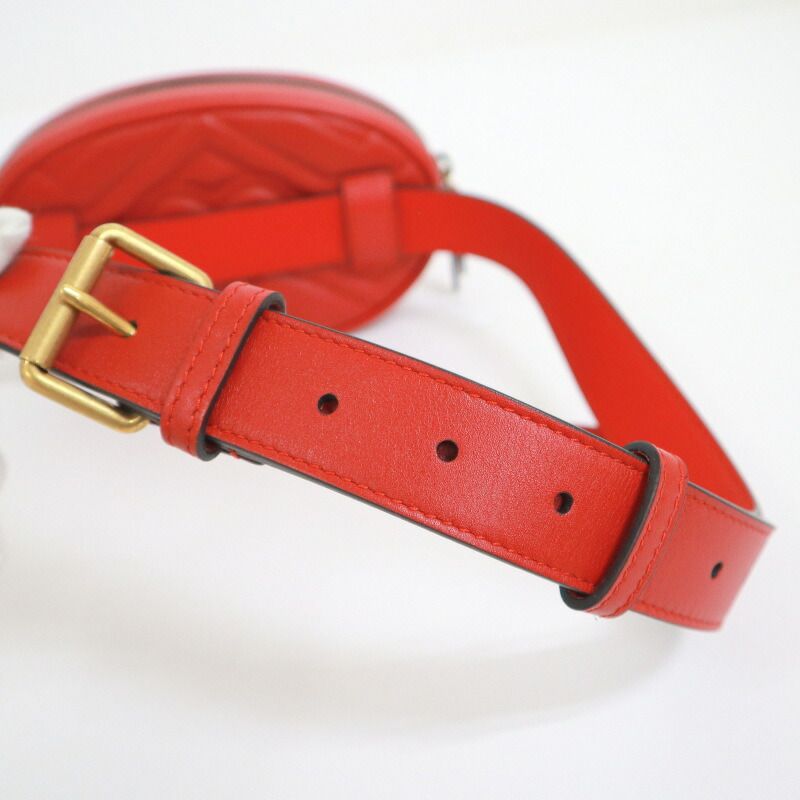 GUCCI グッチ ウエストバッグ GGマーモント レッド×ヴィンテージ