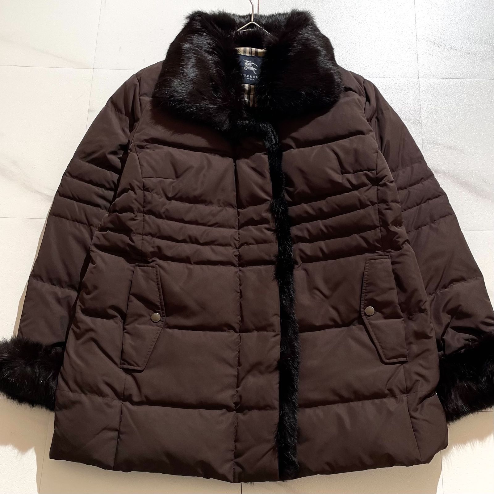 極美品✨BURBERRY ダウンコート ファー ノバチェック ブラウン