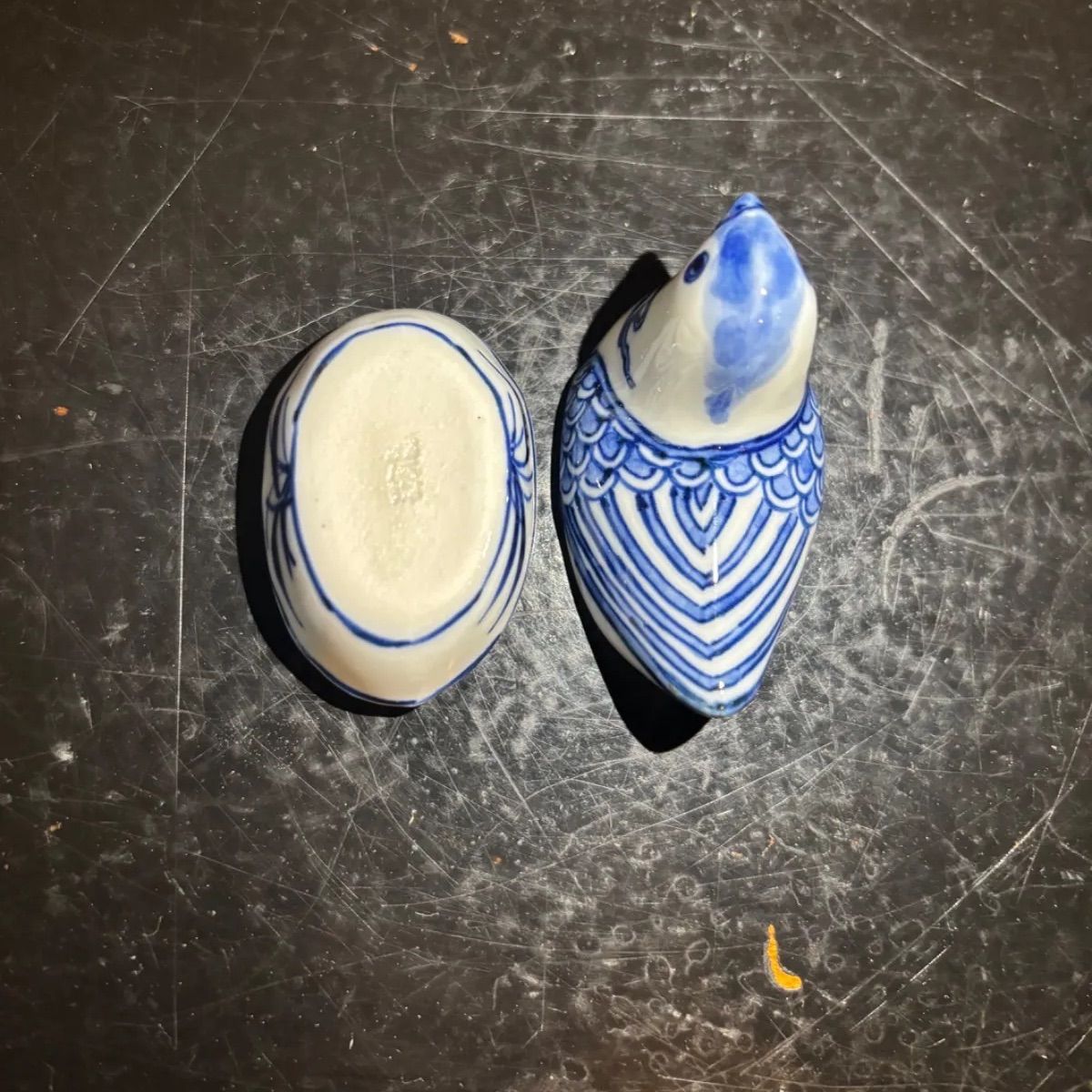 京焼 高野昭阿弥造 都鳥 染付 香合 共箱 陶器 陶芸 工芸品 伝統工芸