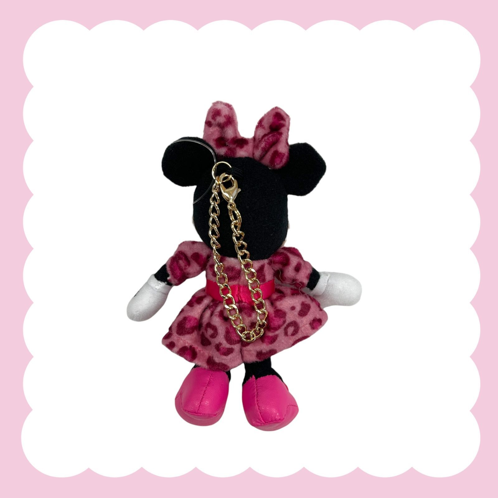 ディズニー ヒョウ柄 ミニー ぬいぐるみチャーム【ピンク】レオパード