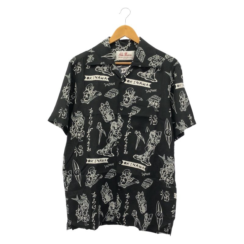 中古】Aloha Blossom LUCKY Aloha Shirts アロハシャツ 42 ブラック