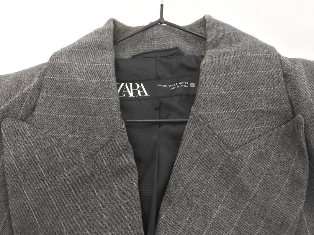 ZARA ザラ ダブルボタン ストライプ ジャケット sizeXS/グレー