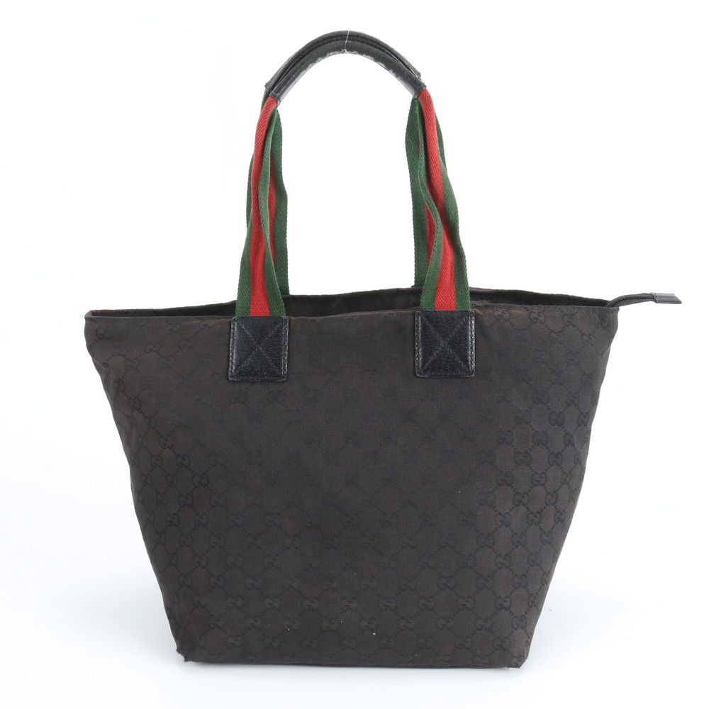 美品 グッチ GGキャンバス シェリー ライン 131231 レザー トート