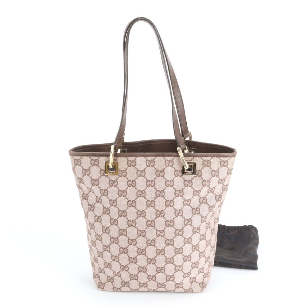 美品 グッチ GGキャンバス 002 1099 レザー トート バッグ 肩掛け
