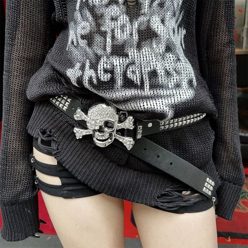 新品】 [NAMEOF] スタッズ スカル ドクロ ベルト Y2K フェアリー