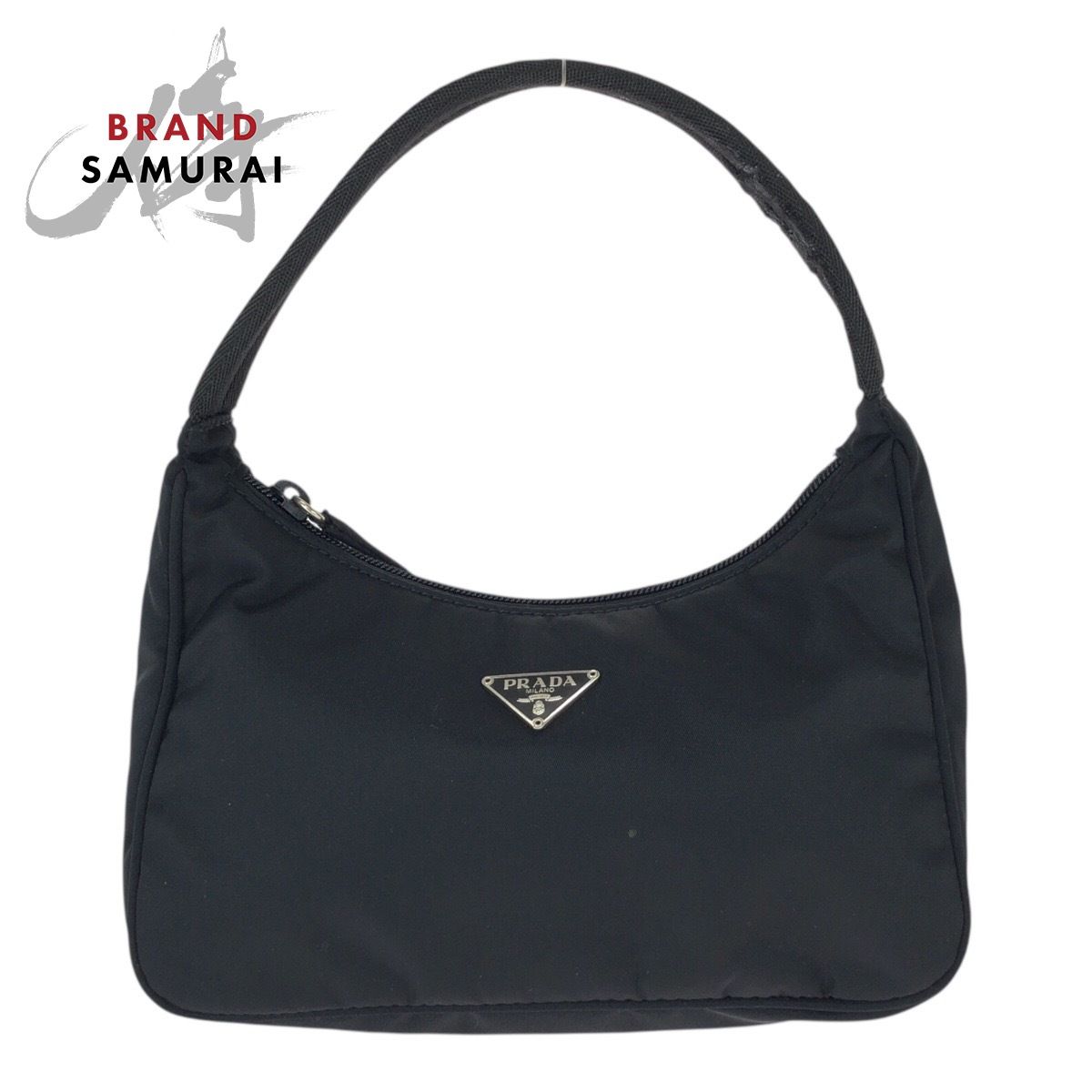 PRADA プラダ テスート 三角ロゴプレート ブラック 黒 シルバー金具