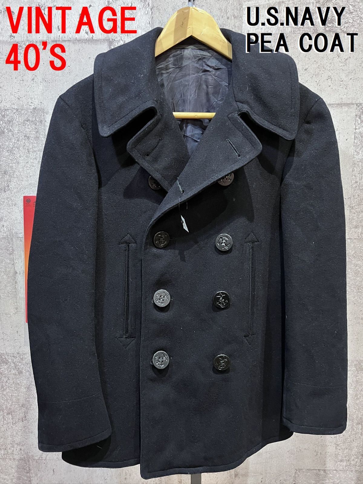 40'S ヴィンテージ U.S.NAVY 10ボタン ピーコート 大戦 濃紺 アメリカ