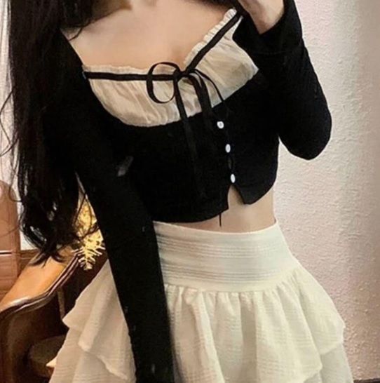 andmary アンドマリー風 Mew frill tops ブラック フリル トップス M