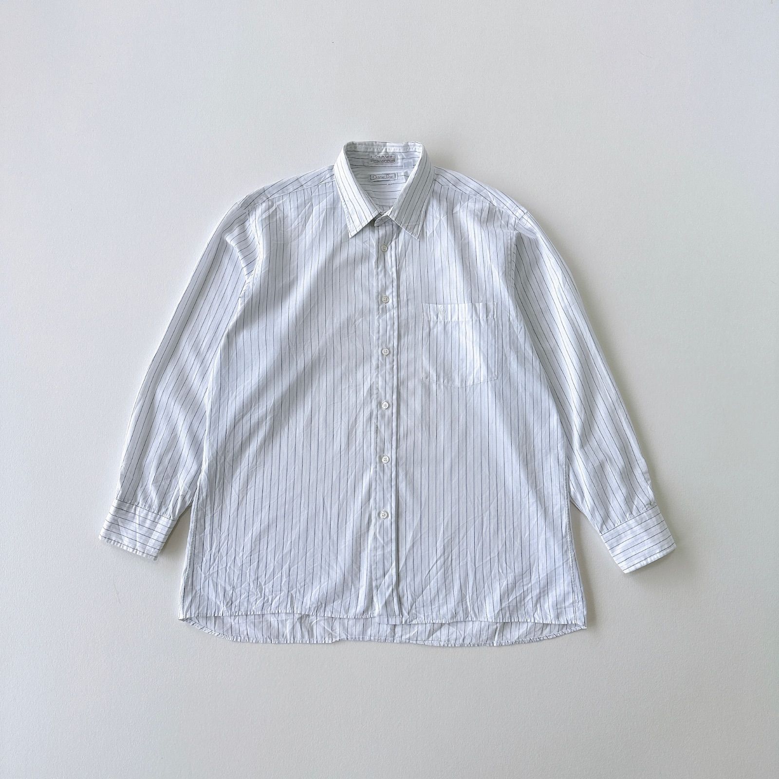 90s クリスチャンディオール ストライプ ドレスシャツ USA製 刺繍ロゴ