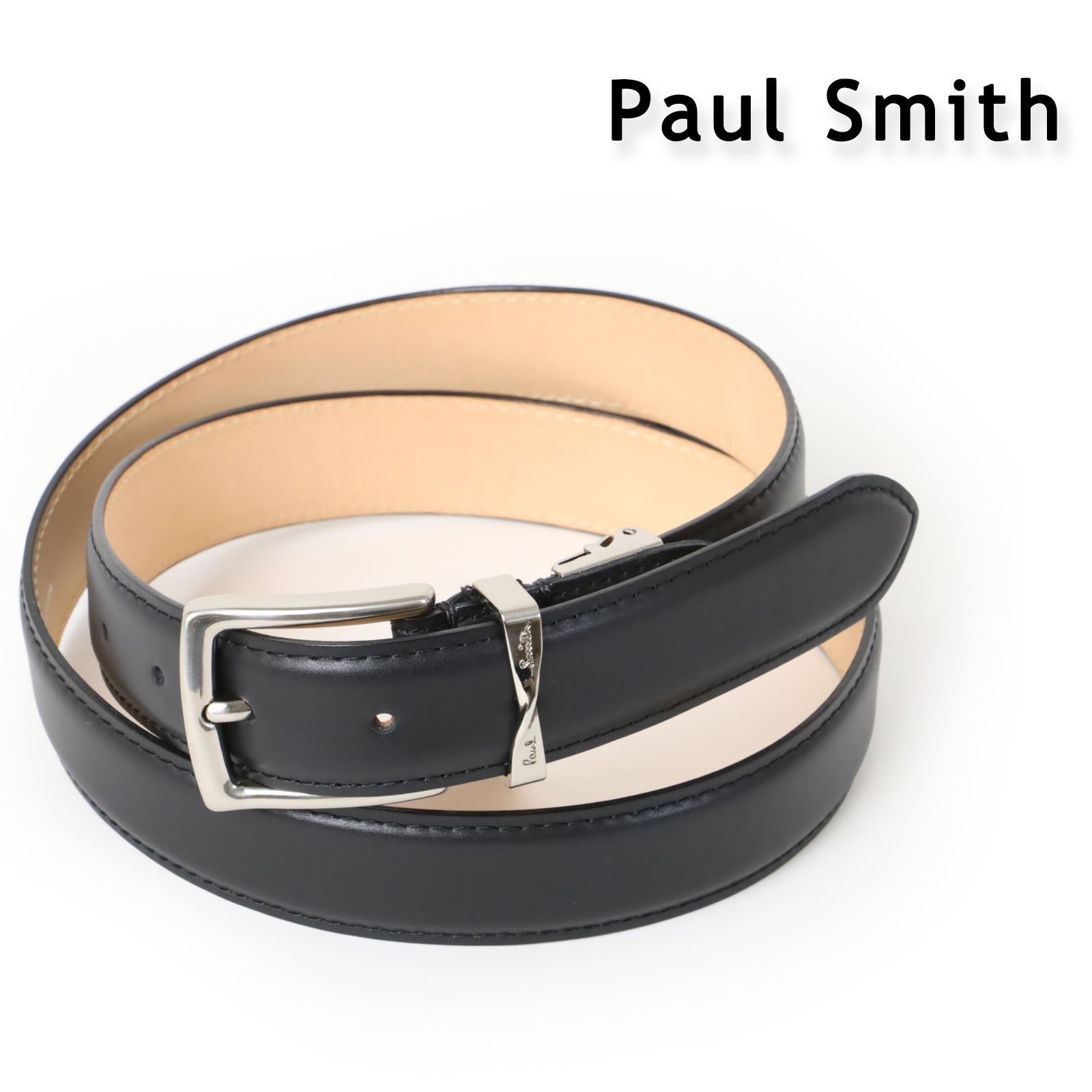 新品 Paul Smith ポールスミス ツイストループロゴ レザー ベルト 本革