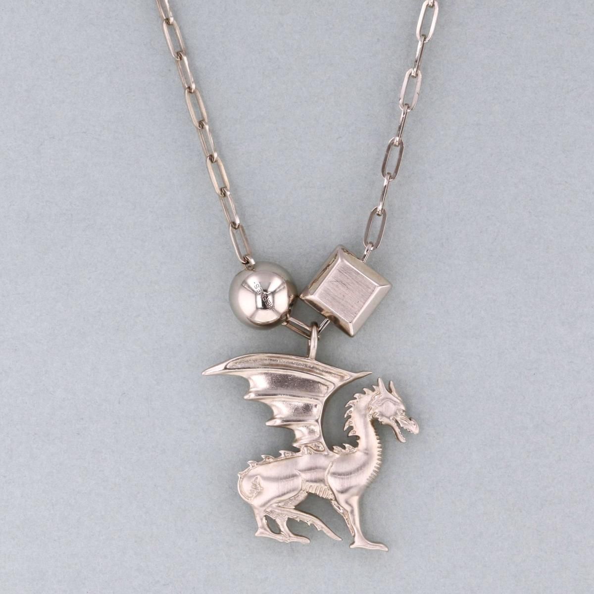 HERMES エルメス タリスマン ドラゴン ネックレス シルバー ペンダント