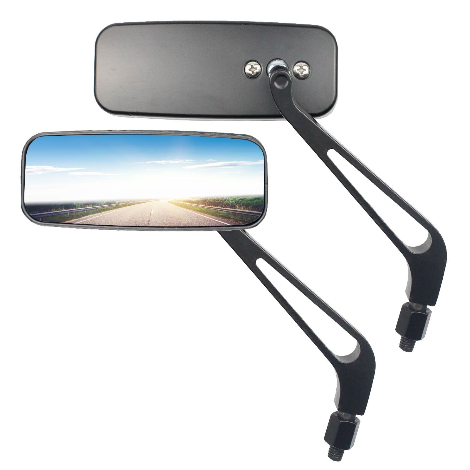 バイク スクエア ミラー 8mm 10mm 左右 セット 汎用 ハーレー カワサキ