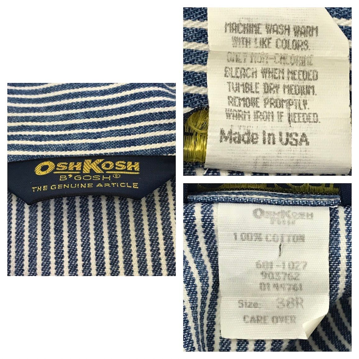 倉吉店】OSHKOSH | オシュコシュ カバーオール USA製 ヒッコリー