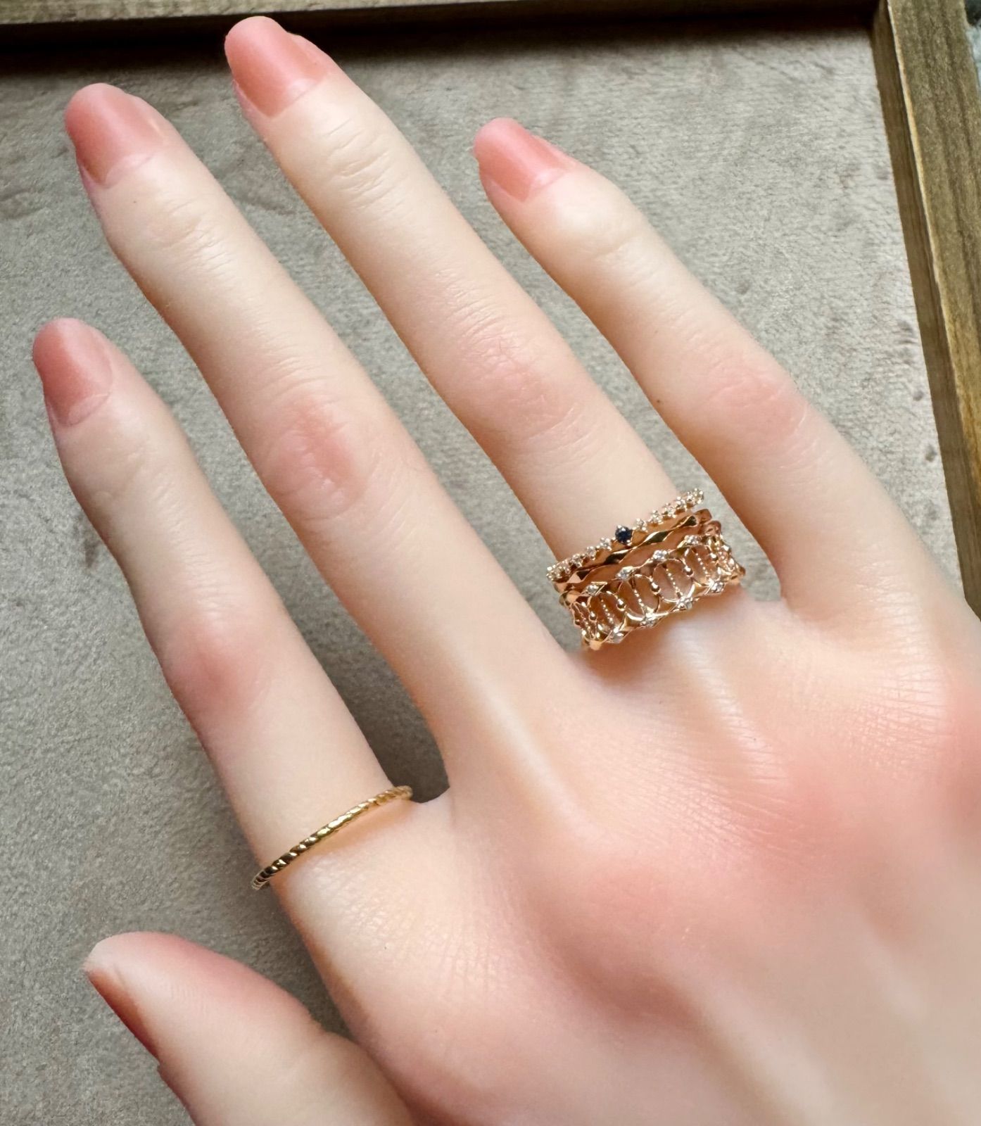 agete◇K10*11号*2008年クリスマス限定リング3点セット*アガット