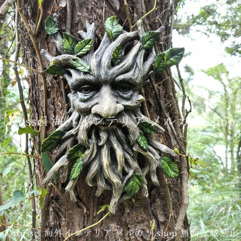 ガーデンオブジェ 木の精霊 樹脂 精霊 ガーデンオーナメント 壁掛け 庭